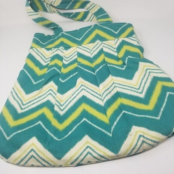 Lightweight Canvas Chevron Bag with Fabric Rose - Picture 8 of 16